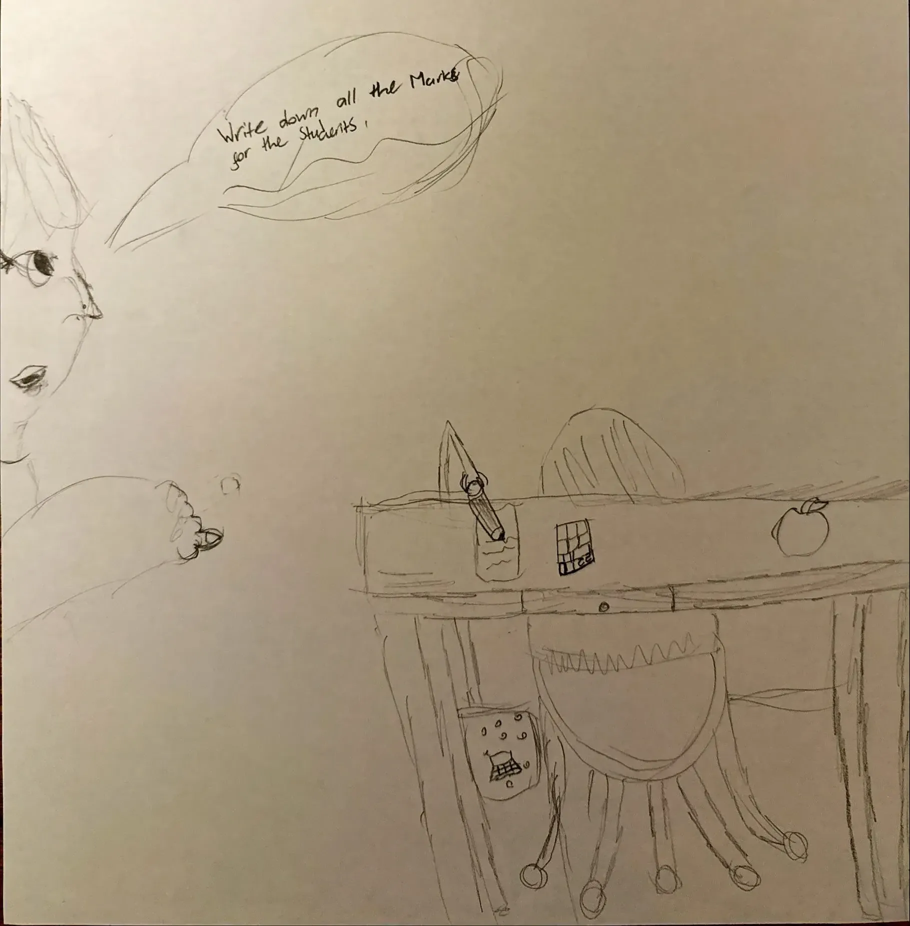 A floating pencil that automatically marks work